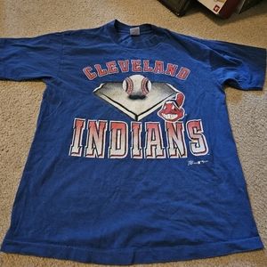 Vintage Cleveland Indians Large Blue T-shirt Baseball MLB American League.